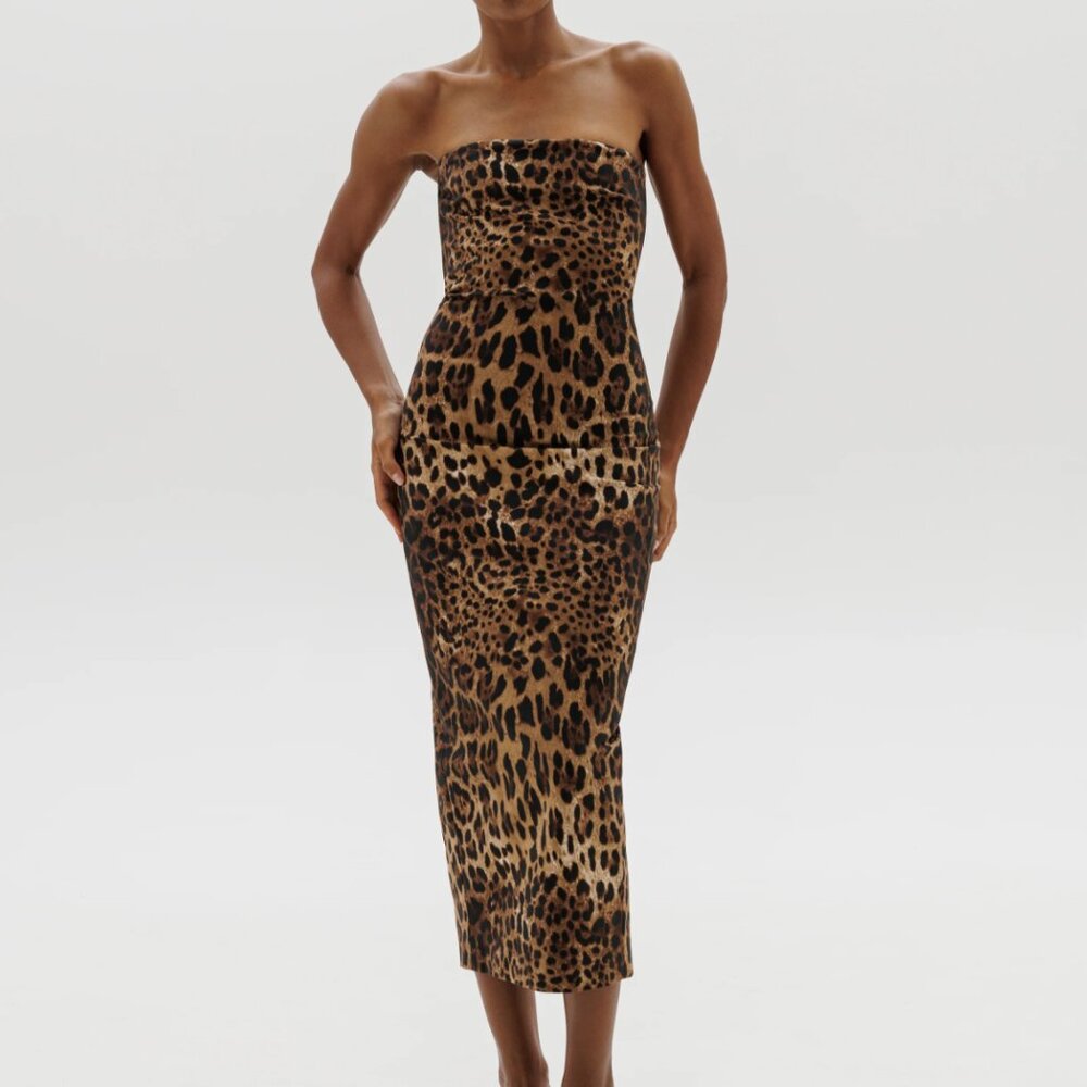 CULTNAKED Killa Dress In Leopard - Strapless Brown Leopard Dress in Size Medium